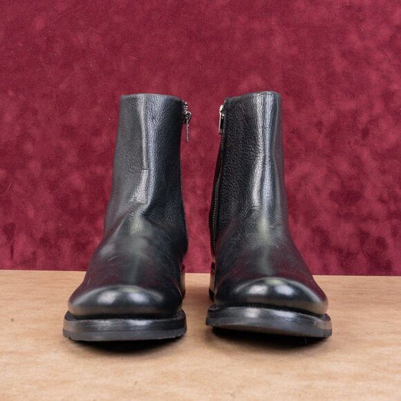 Frye Women Veronica Inside Zip Moto Biker Black Ankle Leather Lug Boots size 11 - Picture 3 of 8